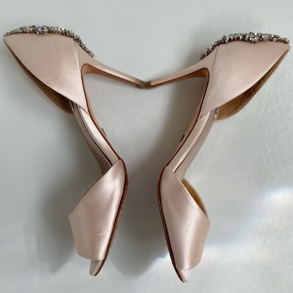 badgley mischka nude heels peep toe 8 - Picture 3 of 8